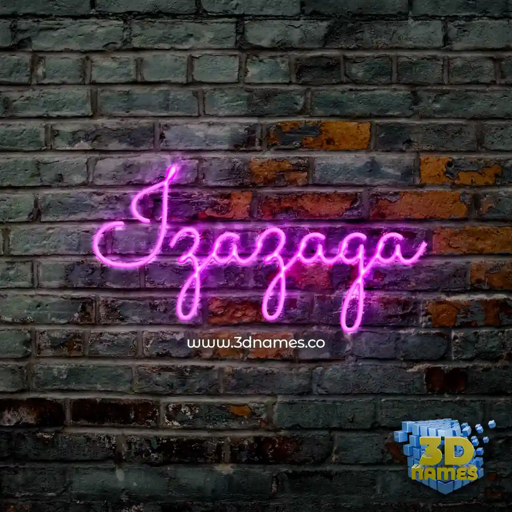 izazaga in Pink Neon style - 3D name wallpaper