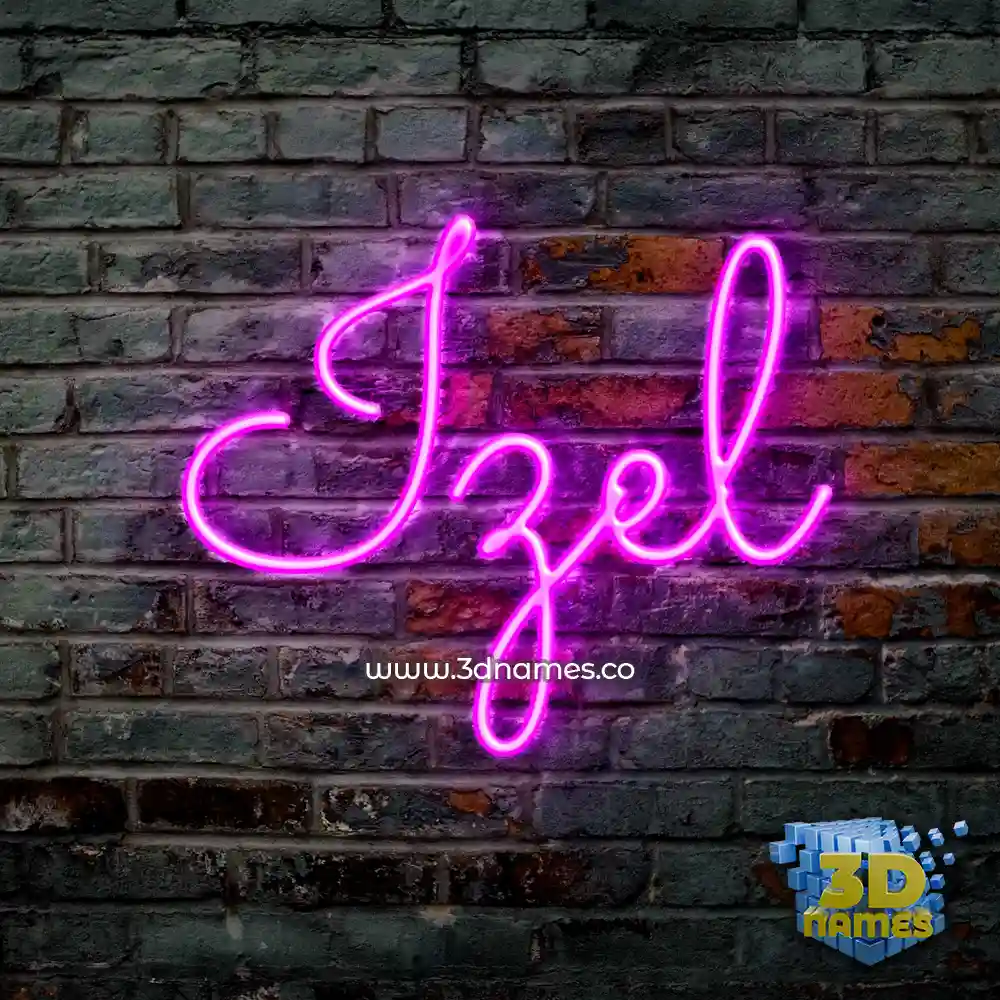 izel in Pink Neon style - 3D name wallpaper