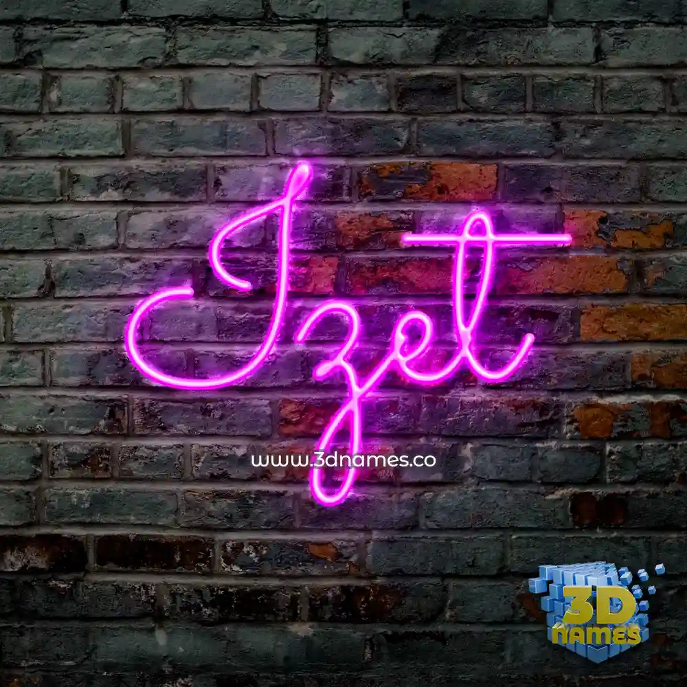 izet in Pink Neon style - 3D name wallpaper