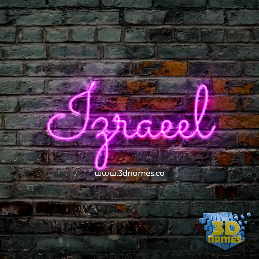 izraeel in Pink Neon style - 3D name wallpaper