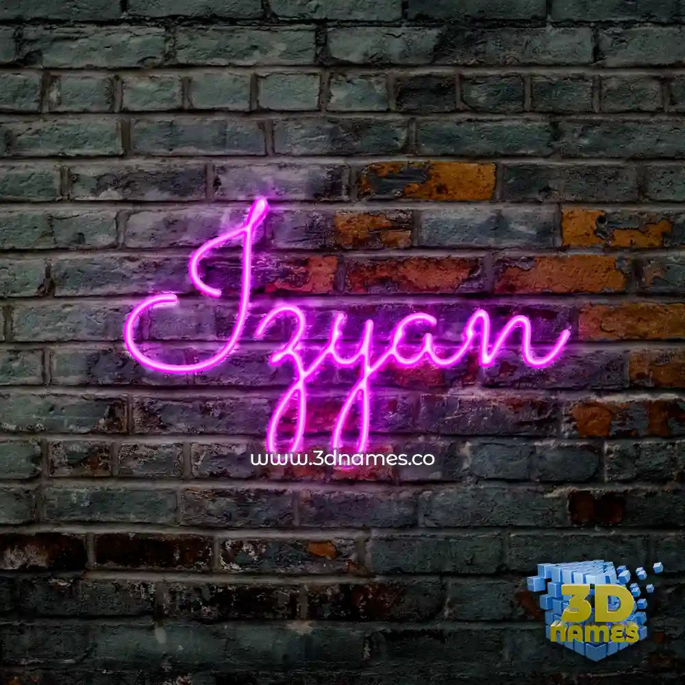 izyan in Pink Neon style - 3D name wallpaper
