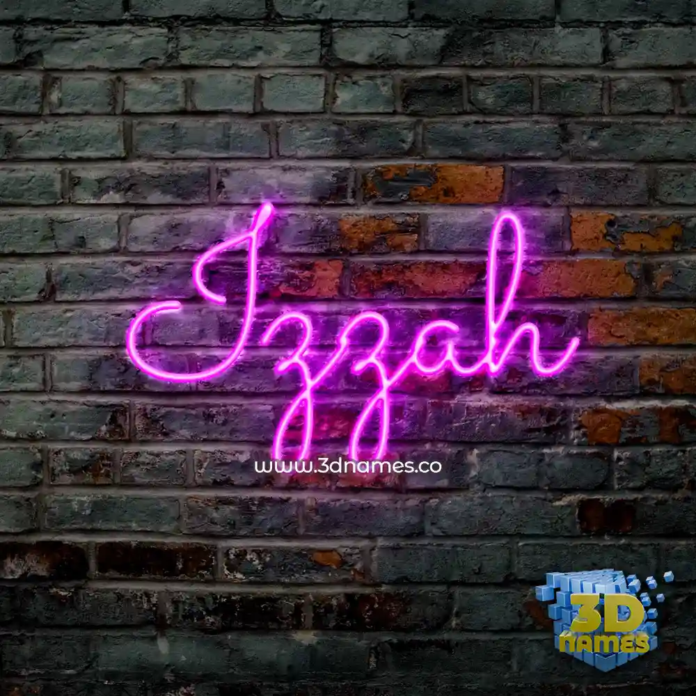 izzah in Pink Neon style - 3D name wallpaper