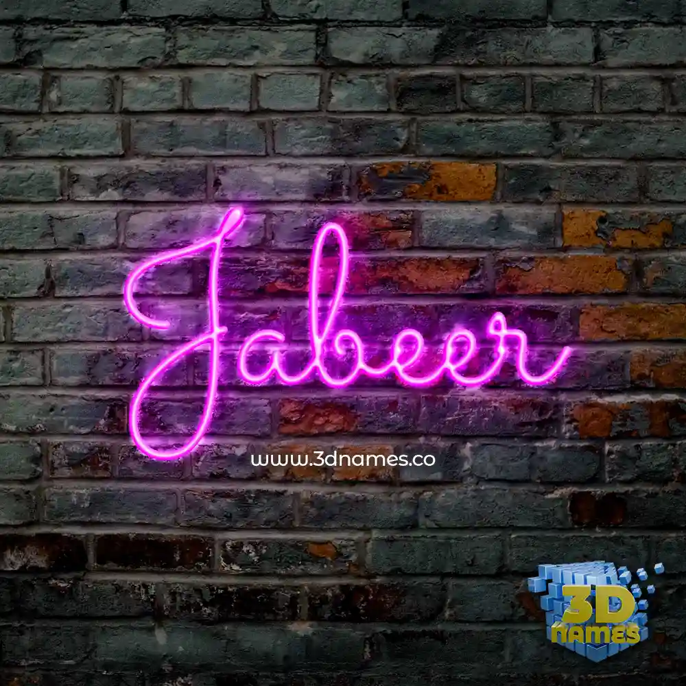 jabeer in Pink Neon style - 3D name wallpaper