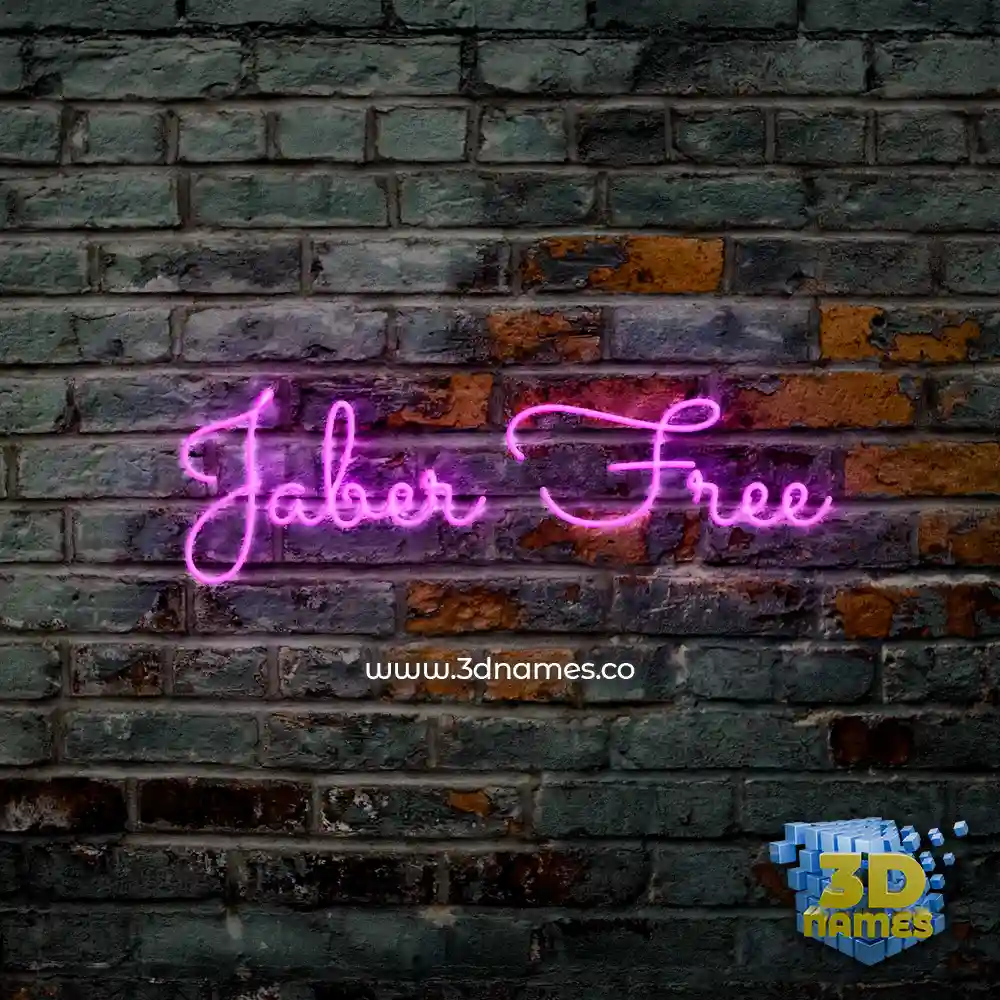 jaber free in Pink Neon style - 3D name wallpaper
