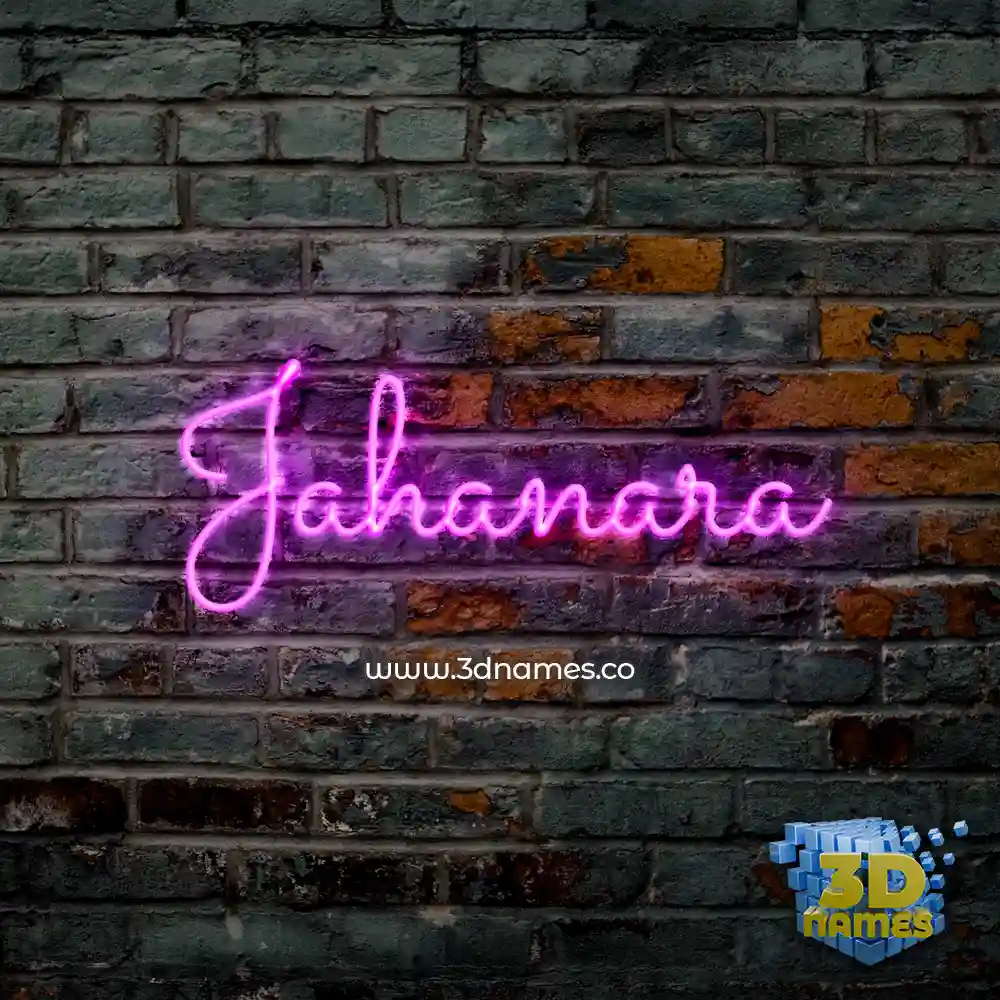 jahanara in Pink Neon style - 3D name wallpaper