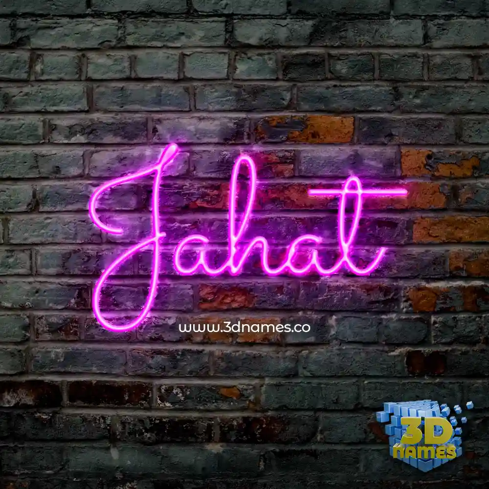 jahat in Pink Neon style - 3D name wallpaper