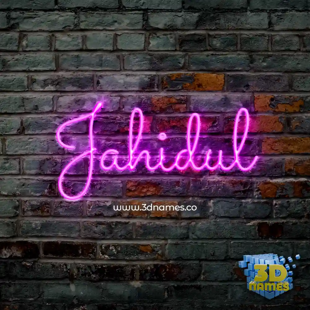 jahidul in Pink Neon style - 3D name wallpaper