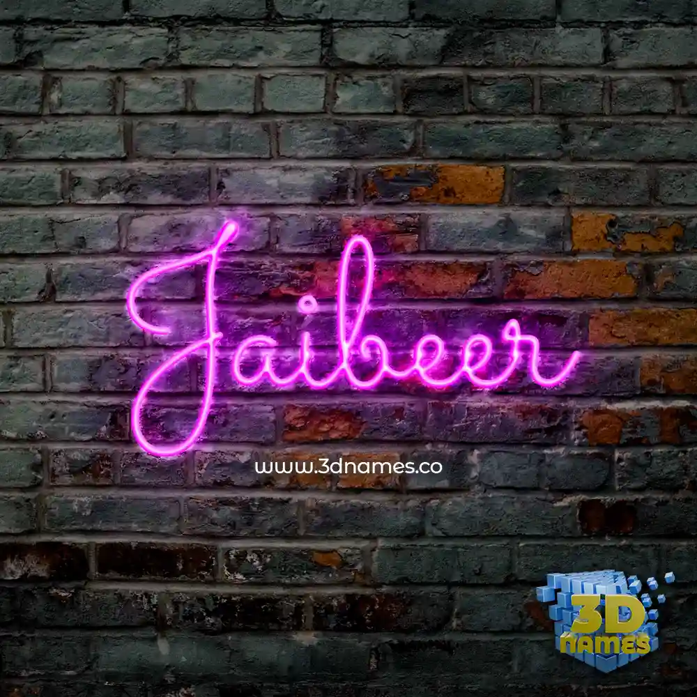 jaibeer in Pink Neon style - 3D name wallpaper
