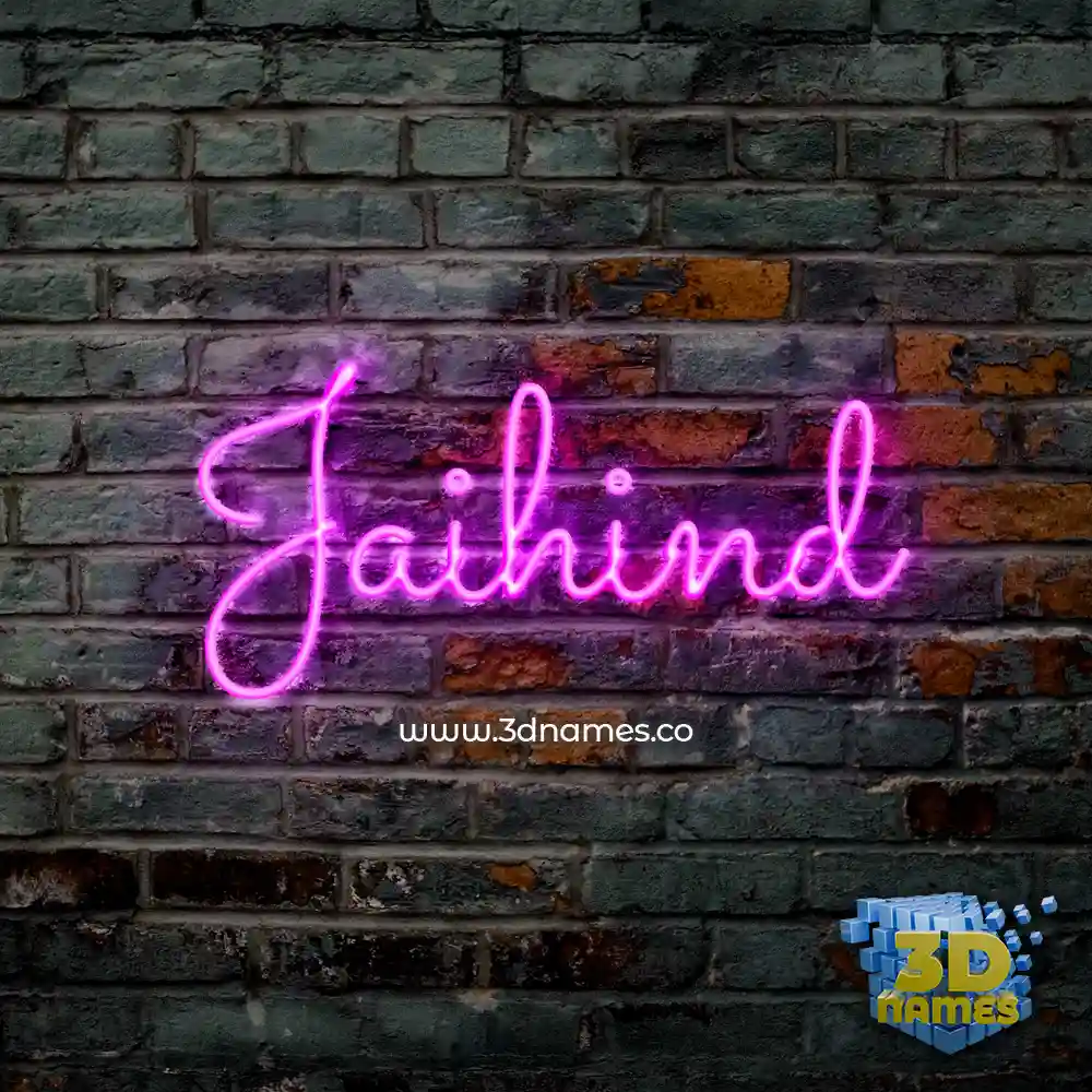 jaihind in Pink Neon style - 3D name wallpaper