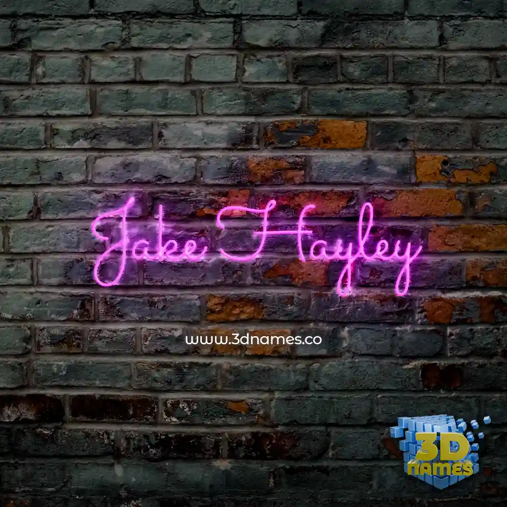 jake hayley in Pink Neon style - 3D name wallpaper
