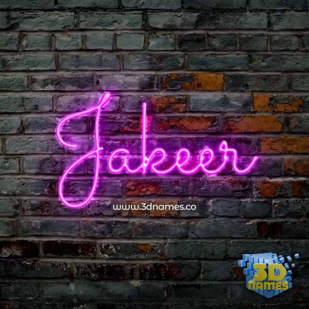 jakeer in Pink Neon style - 3D name wallpaper