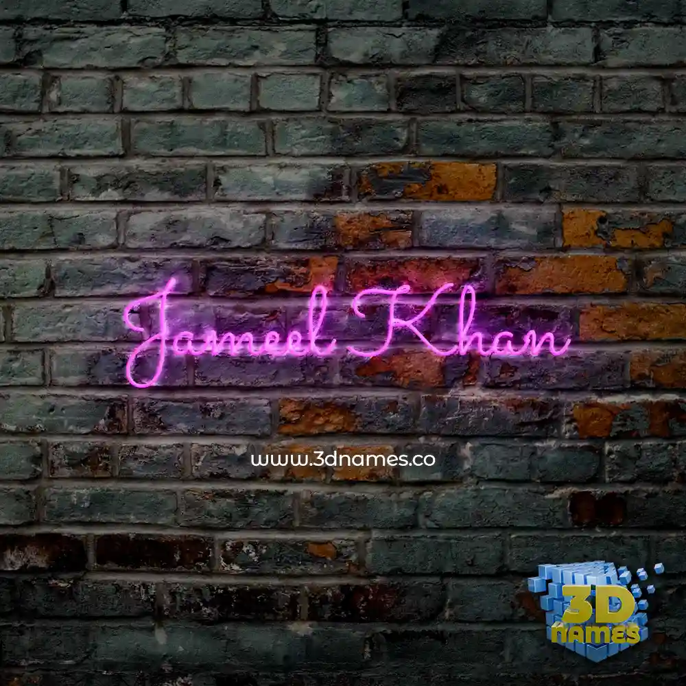 jameel khan in Pink Neon style - 3D name wallpaper