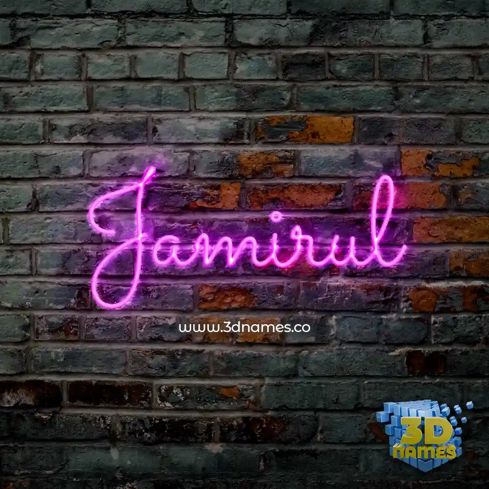 jamirul in Pink Neon style - 3D name wallpaper