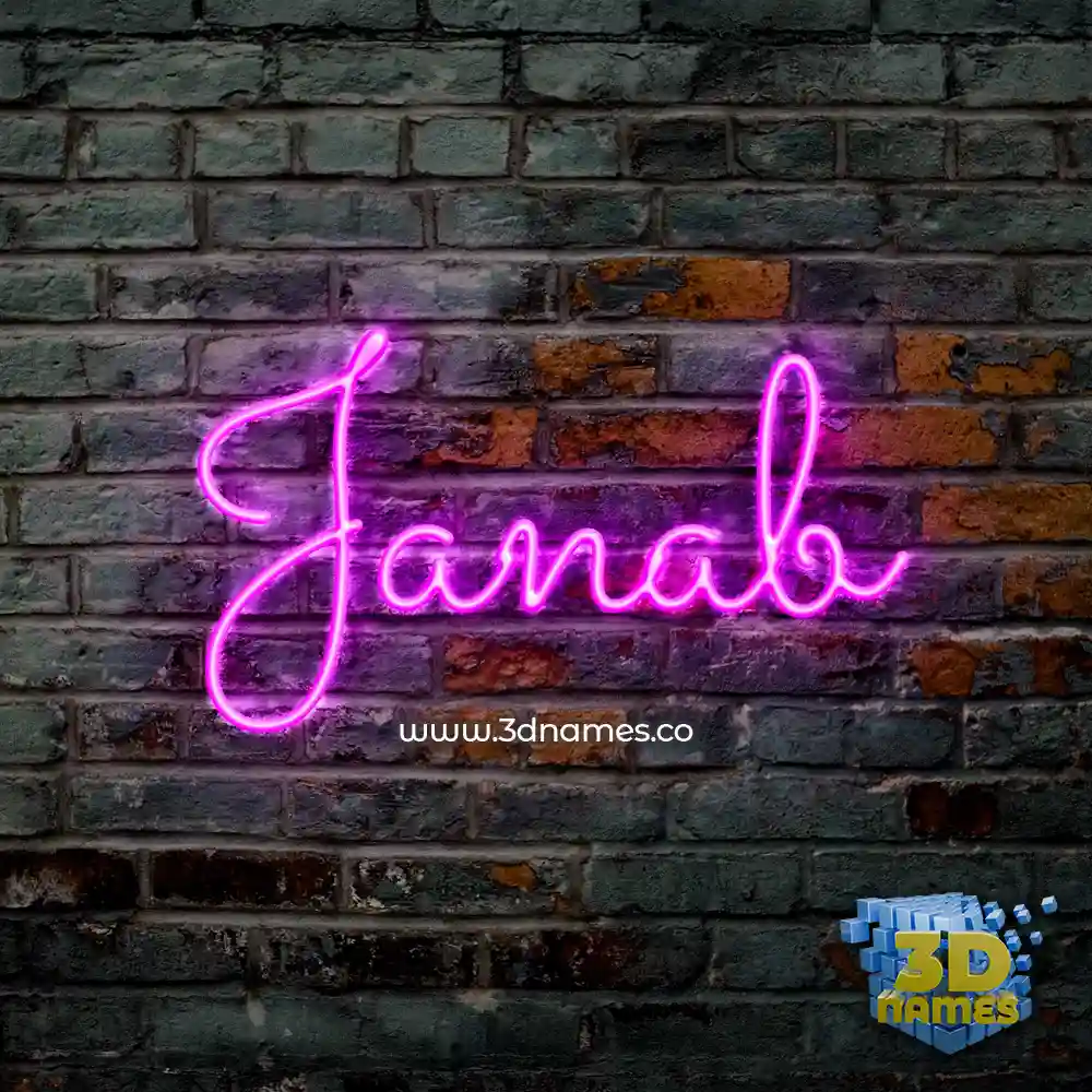 janab in Pink Neon style - 3D name wallpaper