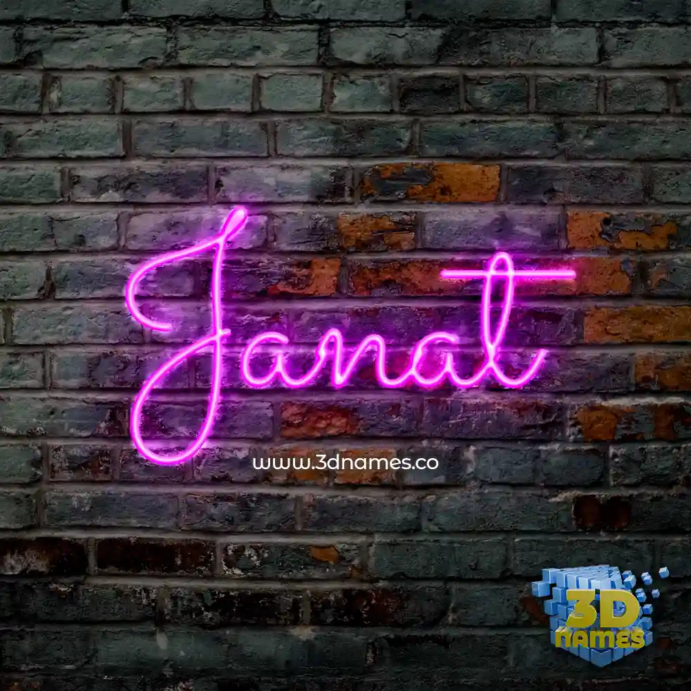 janat in Pink Neon style - 3D name wallpaper