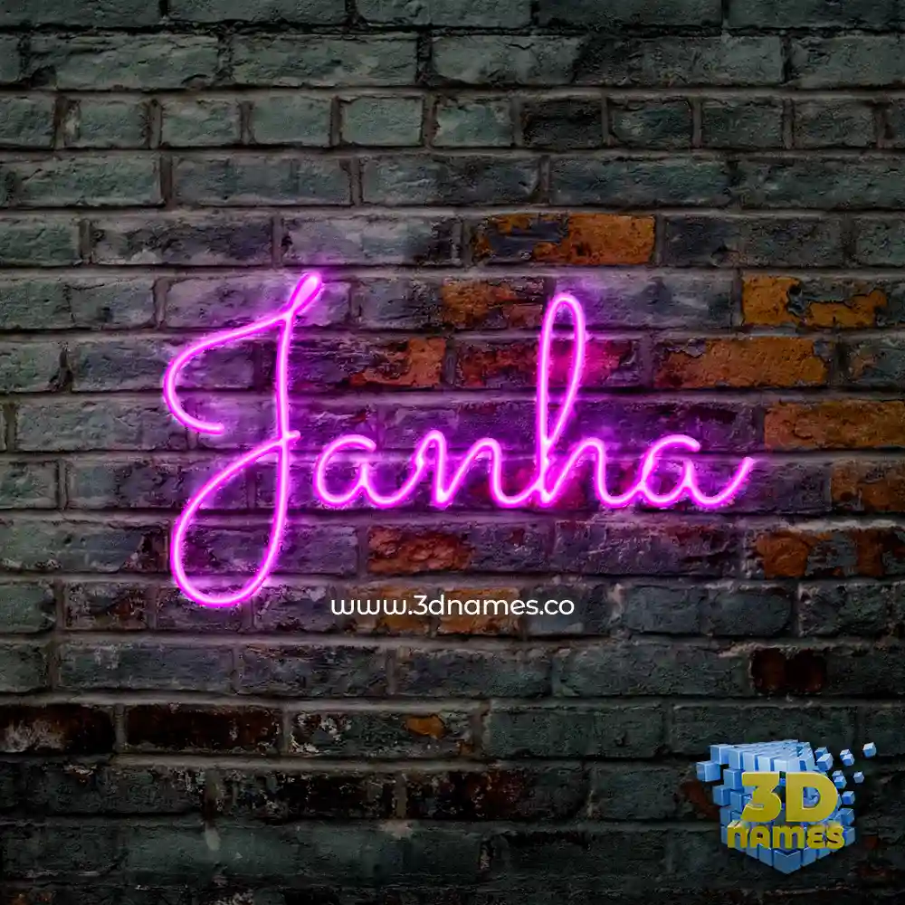 janha in Pink Neon style - 3D name wallpaper