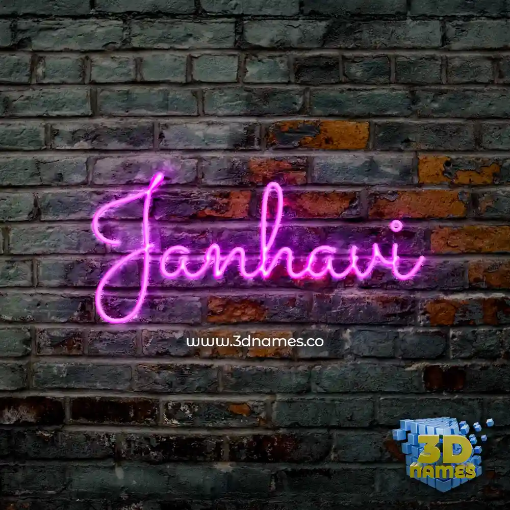 janhavi in Pink Neon style - 3D name wallpaper