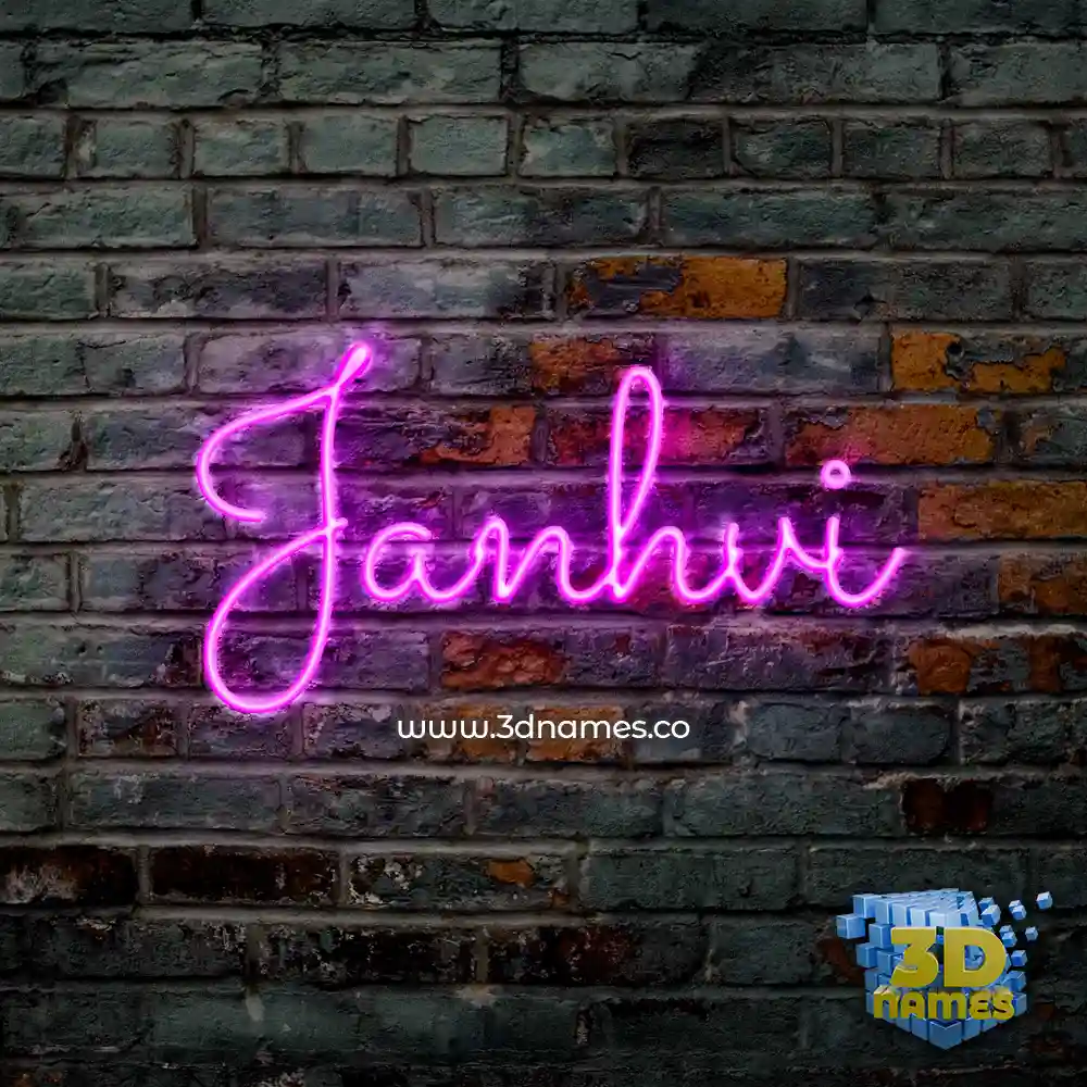 janhvi in Pink Neon style - 3D name wallpaper