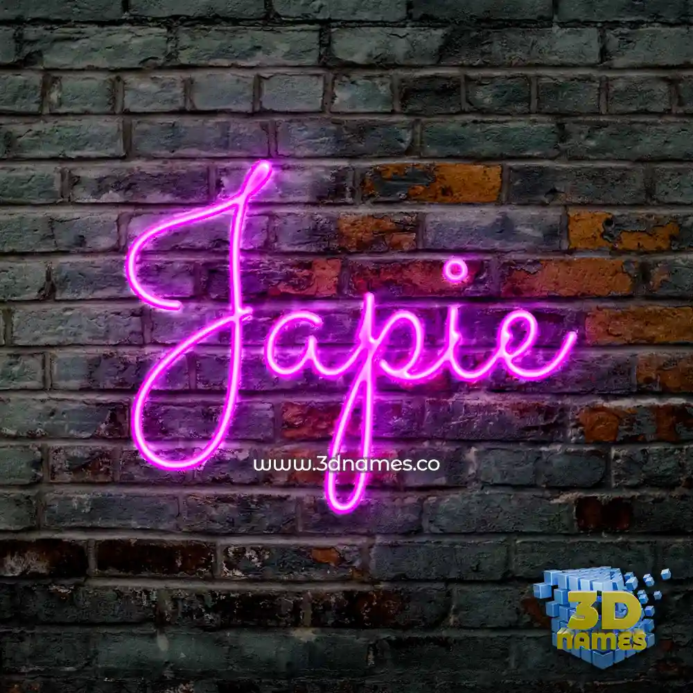 japie in Pink Neon style - 3D name wallpaper