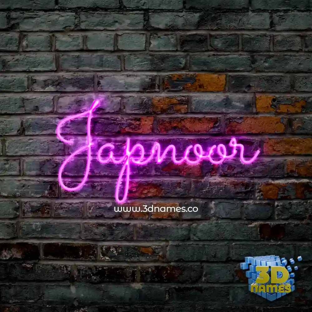 japnoor in Pink Neon style - 3D name wallpaper