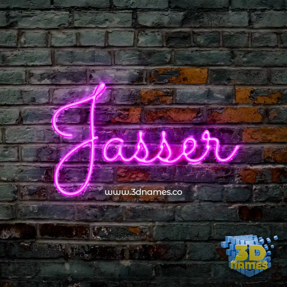 jasser in Pink Neon style - 3D name wallpaper