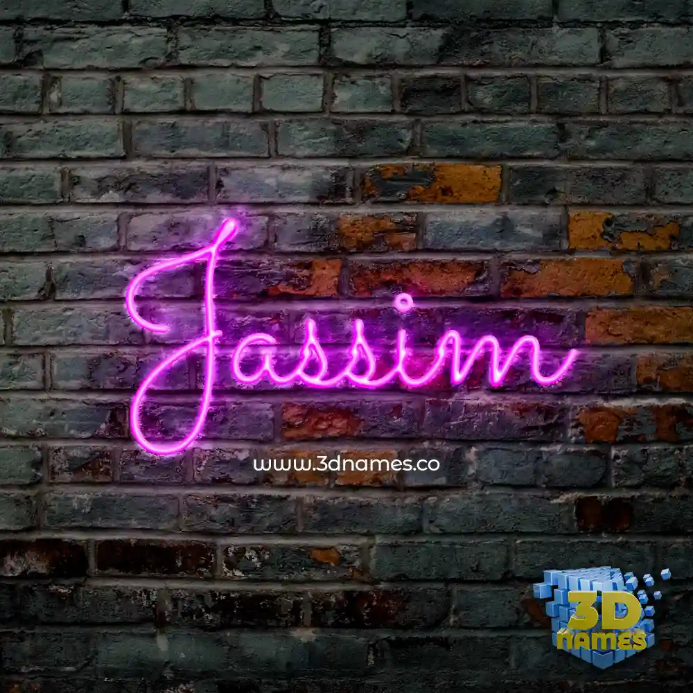 jassim in Pink Neon style - 3D name wallpaper