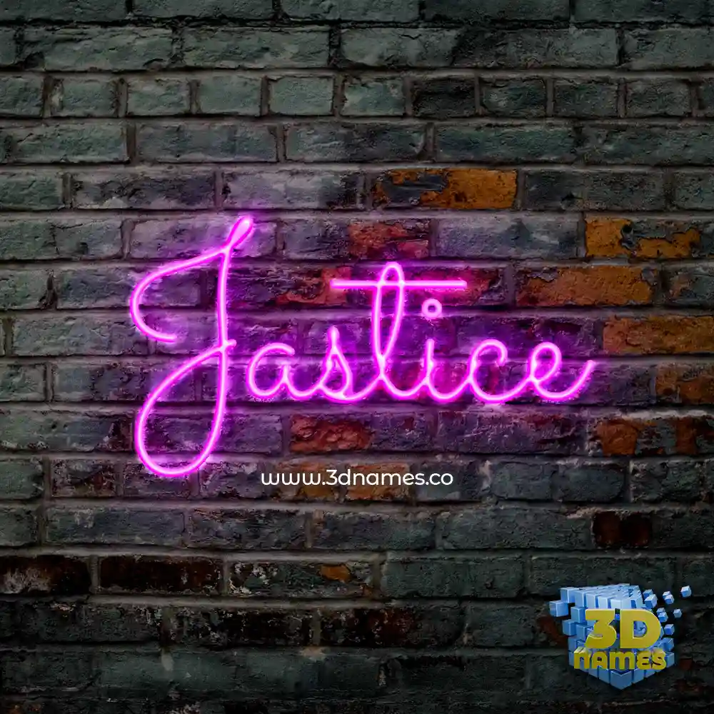 jastice in Pink Neon style - 3D name wallpaper