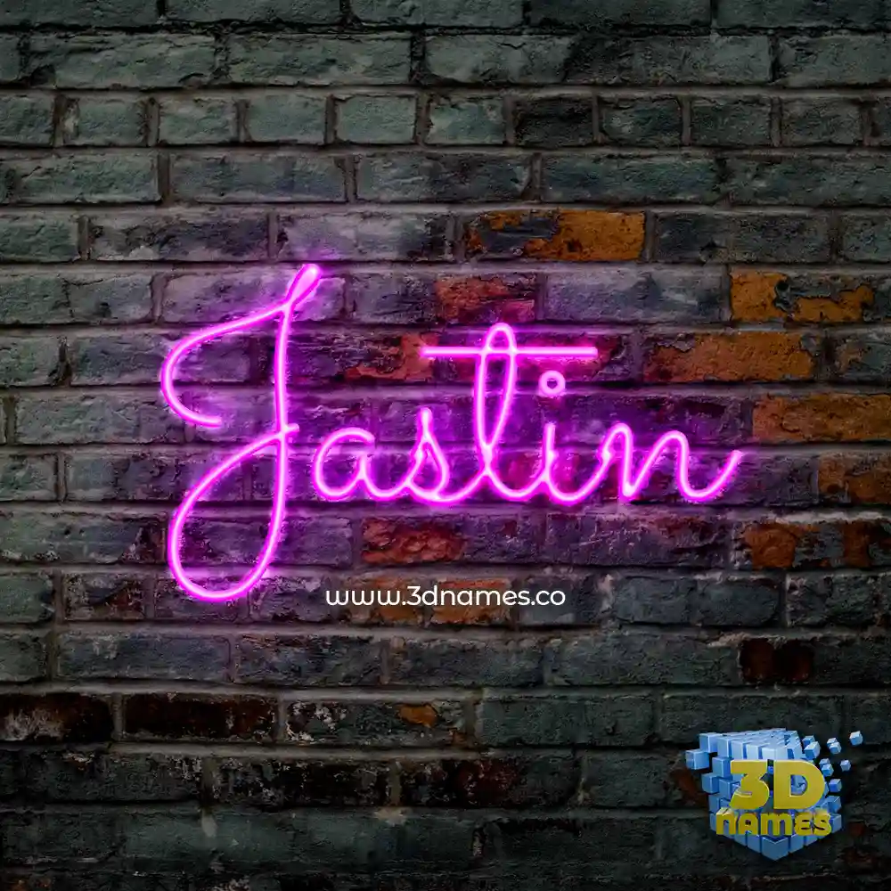 jastin in Pink Neon style - 3D name wallpaper