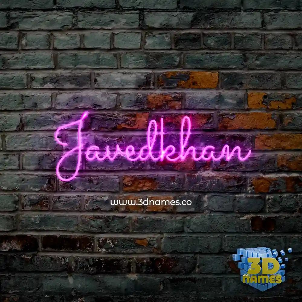 javedkhan in Pink Neon style - 3D name wallpaper