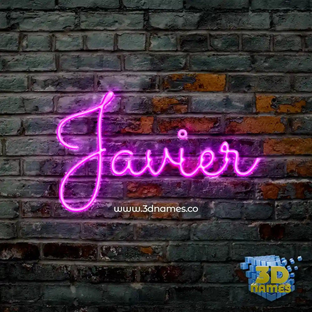 javier in Pink Neon style - 3D name wallpaper