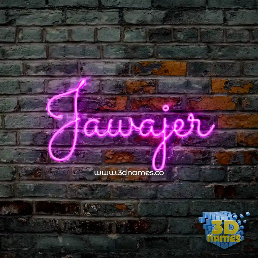 jawajer in Pink Neon style - 3D name wallpaper