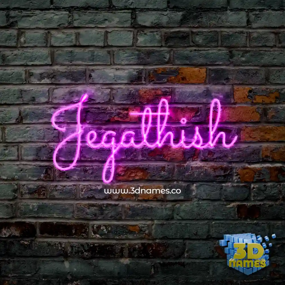 jegathish in Pink Neon style - 3D name wallpaper
