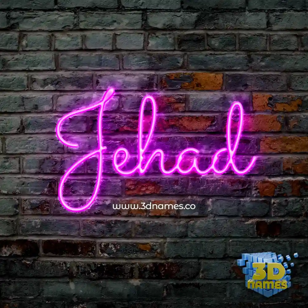 jehad in Pink Neon style - 3D name wallpaper