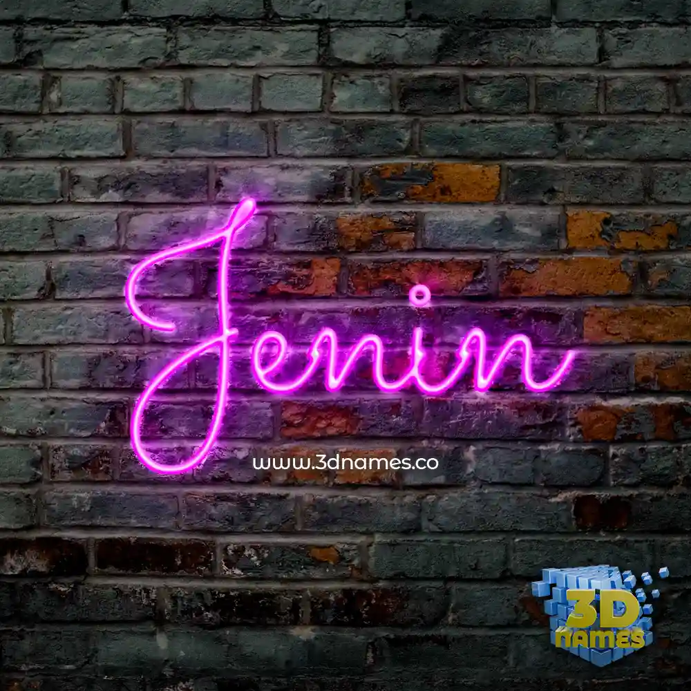 jenin in Pink Neon style - 3D name wallpaper