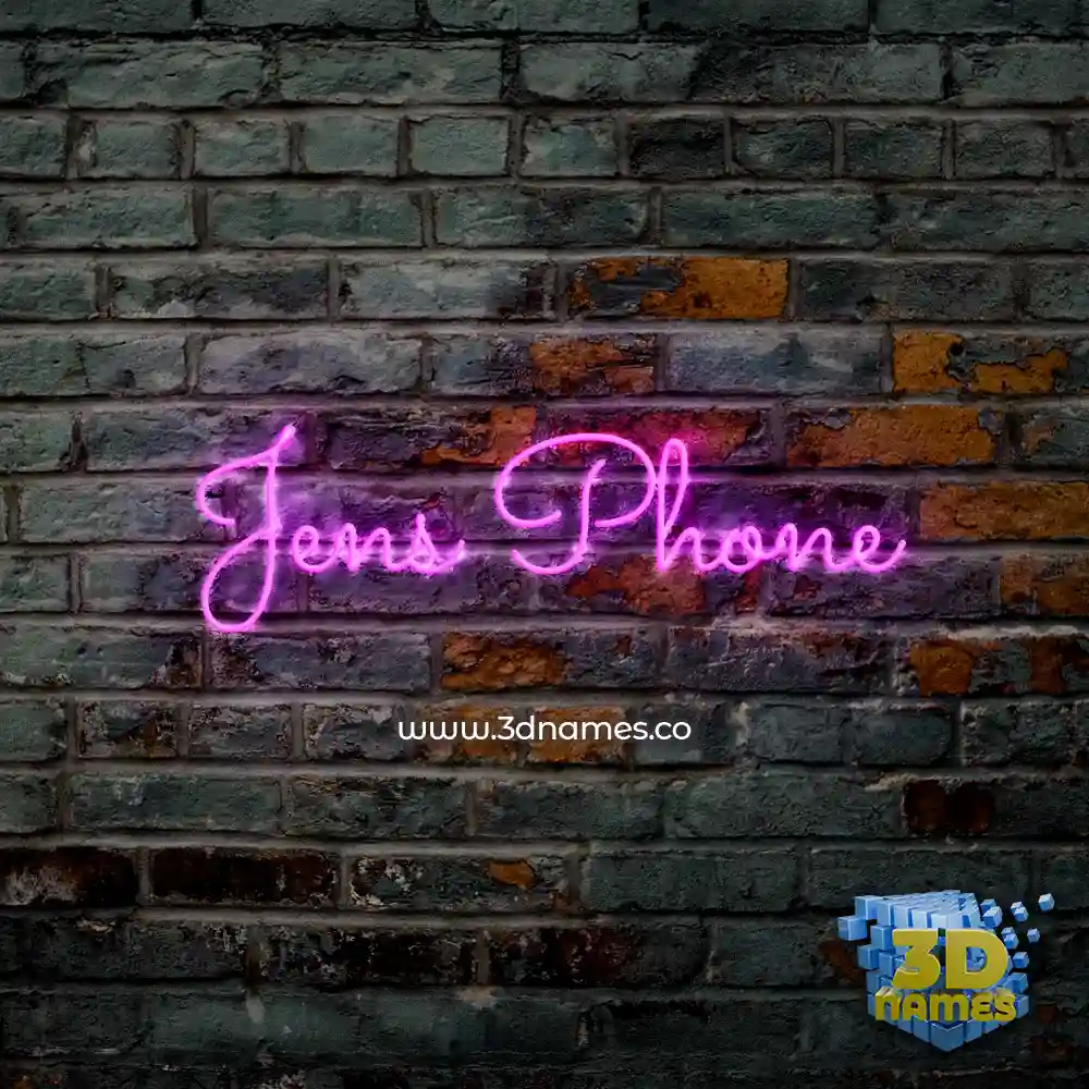 jens phone in Pink Neon style - 3D name wallpaper