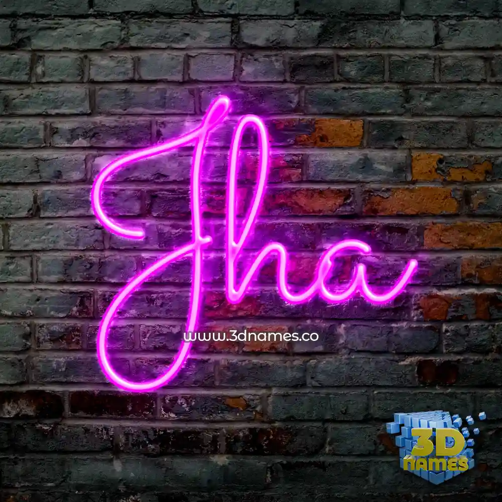 jha in Pink Neon style - 3D name wallpaper