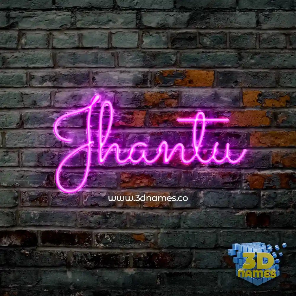 jhantu in Pink Neon style - 3D name wallpaper
