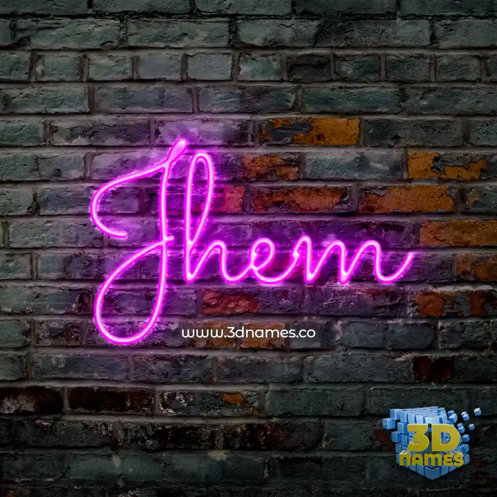 jhem in Pink Neon style - 3D name wallpaper
