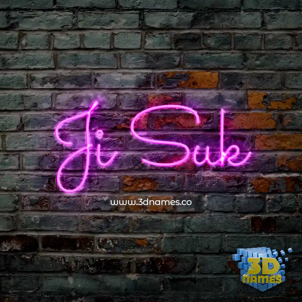 ji suk in Pink Neon style - 3D name wallpaper