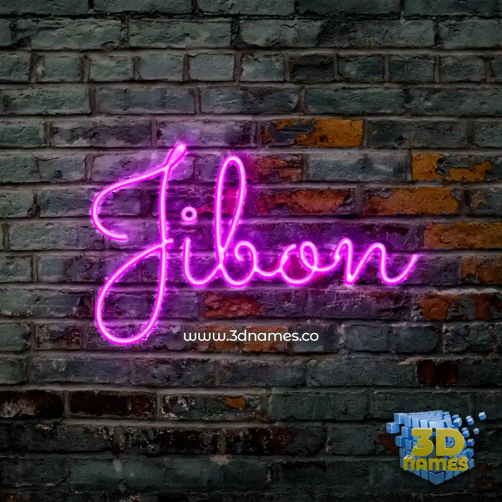 jibon in Pink Neon style - 3D name wallpaper