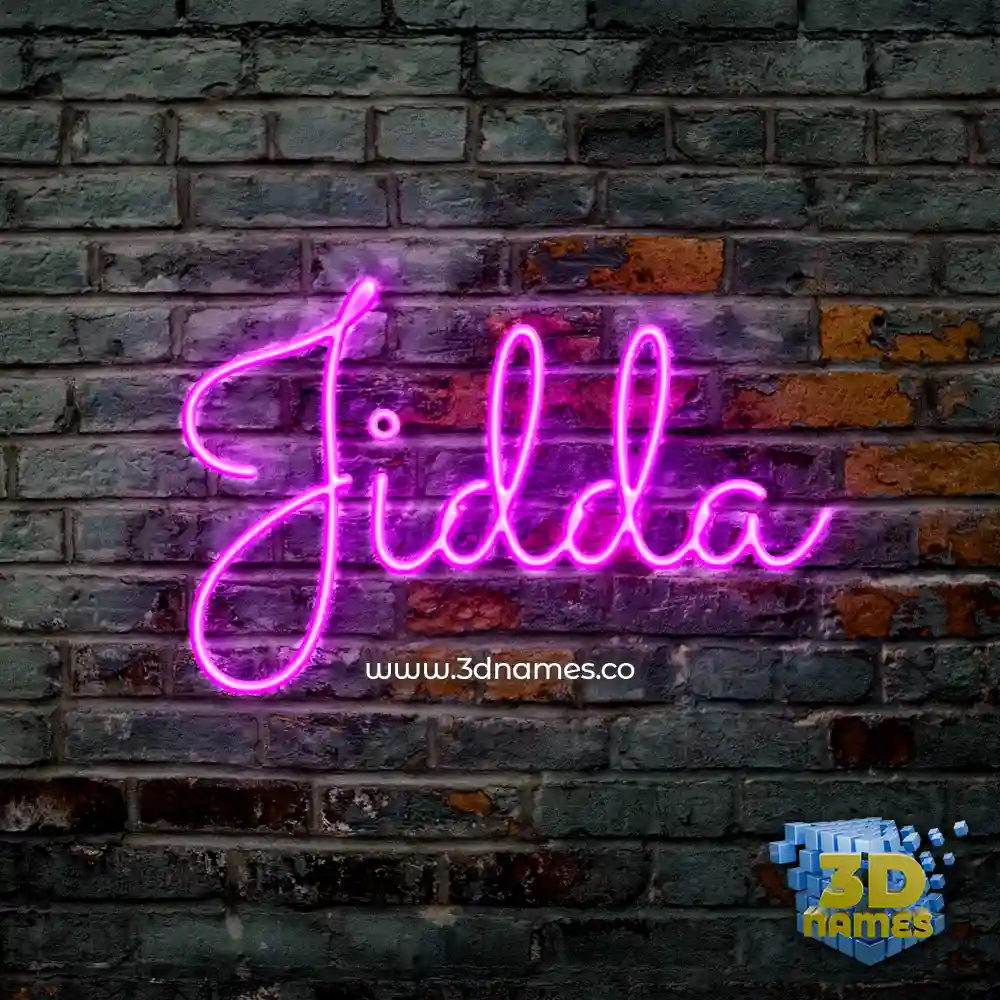 jidda in Pink Neon style - 3D name wallpaper