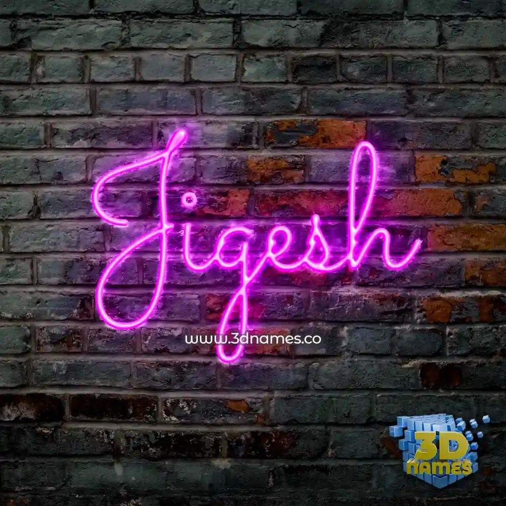 jigesh in Pink Neon style - 3D name wallpaper