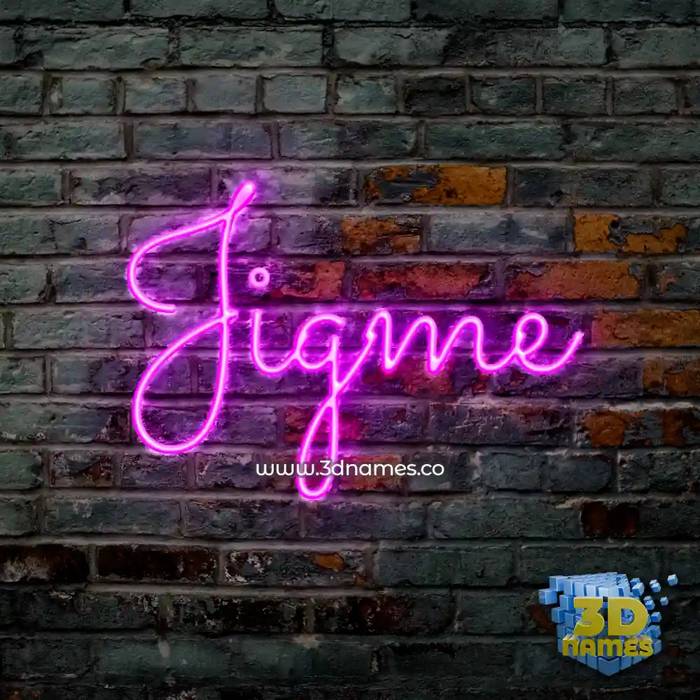 jigme in Pink Neon style - 3D name wallpaper