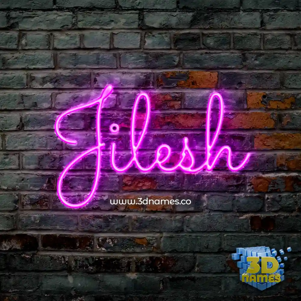 jilesh in Pink Neon style - 3D name wallpaper