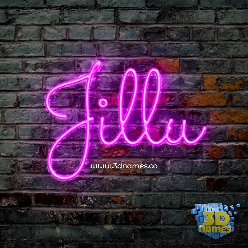 jillu in Pink Neon style - 3D name wallpaper