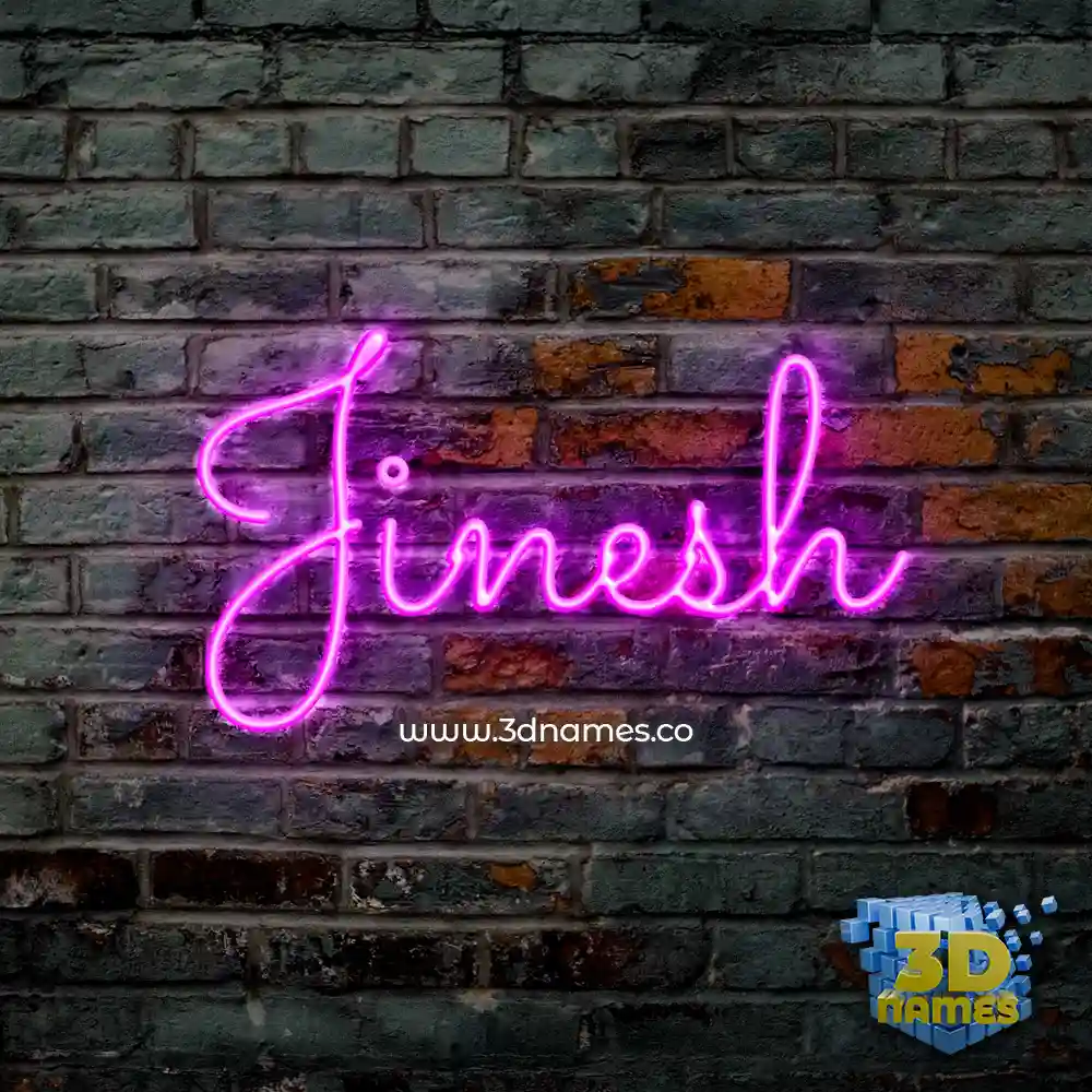 jinesh in Pink Neon style - 3D name wallpaper