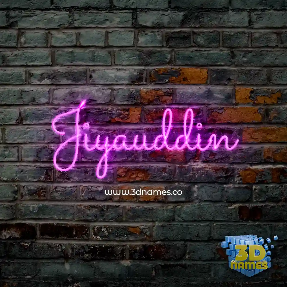jiyauddin in Pink Neon style - 3D name wallpaper