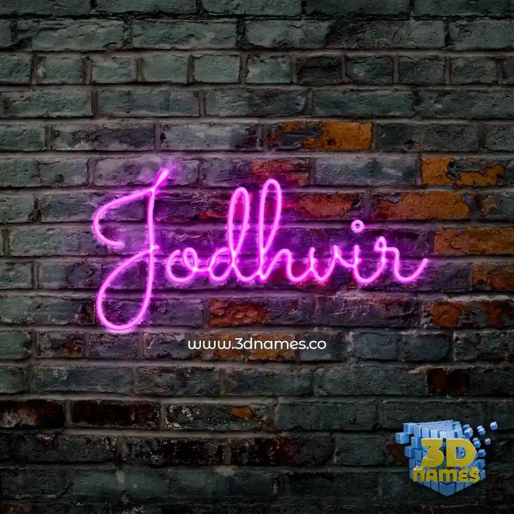 jodhvir in Pink Neon style - 3D name wallpaper