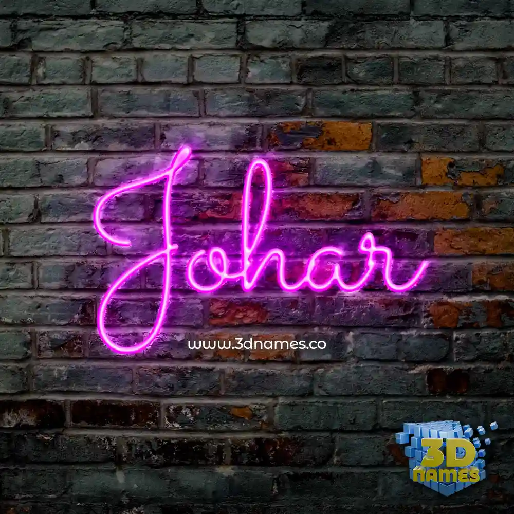 johar in Pink Neon style - 3D name wallpaper