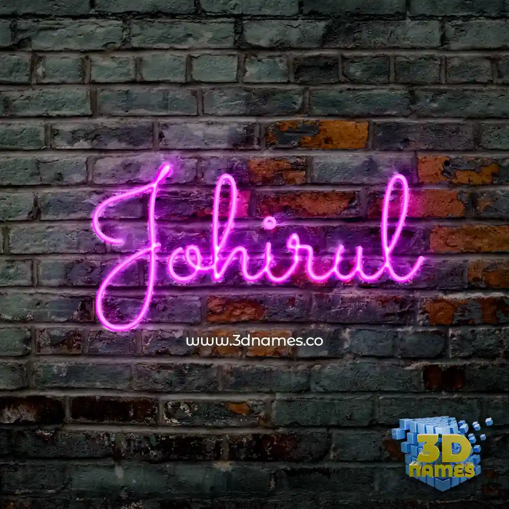 johirul in Pink Neon style - 3D name wallpaper